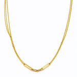 Yellow Gold Paperclip & Double Trace Link Necklace on a white background