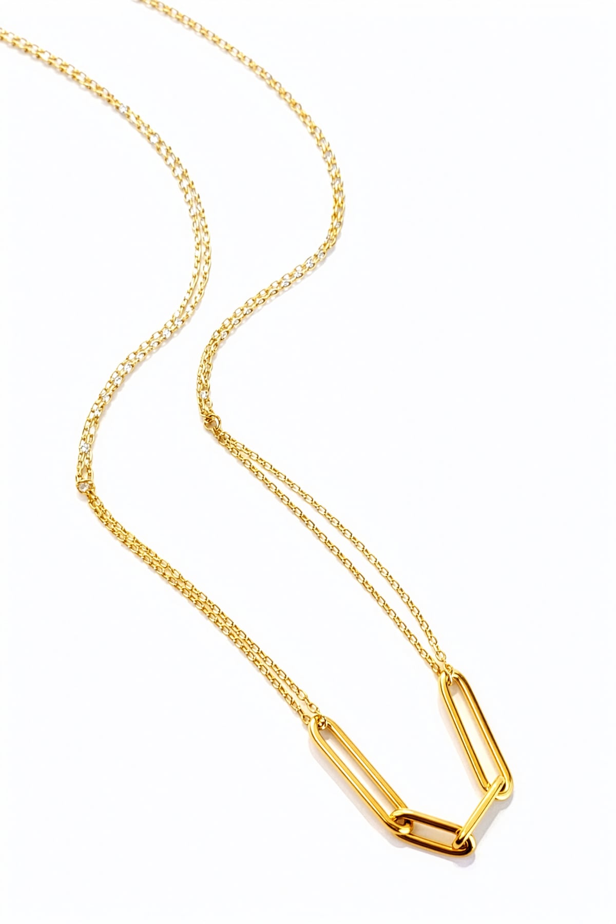 45cm Paperclip & Double Trace Link Necklace in 9ct Yellow Gold