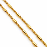 Italian Yellow Gold Wheat Chain Necklace with Octagonal Details