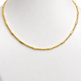 Italian Yellow Gold Wheat Chain Necklace with Octagonal Details