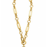 Italian Figaro Link T-Bar Necklace in Yellow Gold