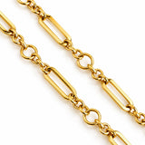 Italian Figaro Link T-Bar Necklace in Yellow Gold