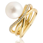 Diamond and South Sea Pearl Ring set in 18ct Yellow Gold