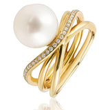 Diamond and South Sea Pearl Ring set in 18ct Yellow Gold