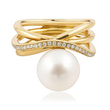 Diamond and South Sea Pearl Ring set in 18ct Yellow Gold