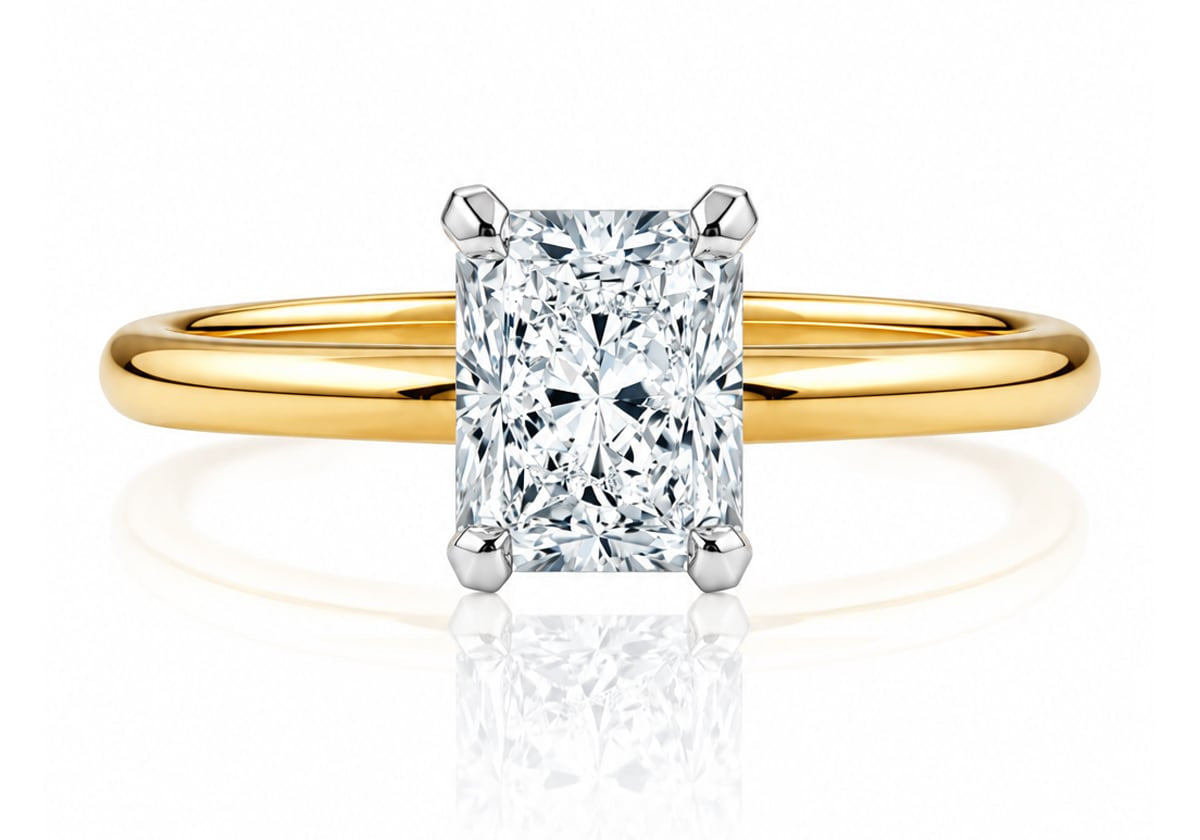 1 Carat Radiant Cut Diamond Solitaire Engagement Ring in 18k Gold from LeGassick Jewellery Gold Coast, Australia.