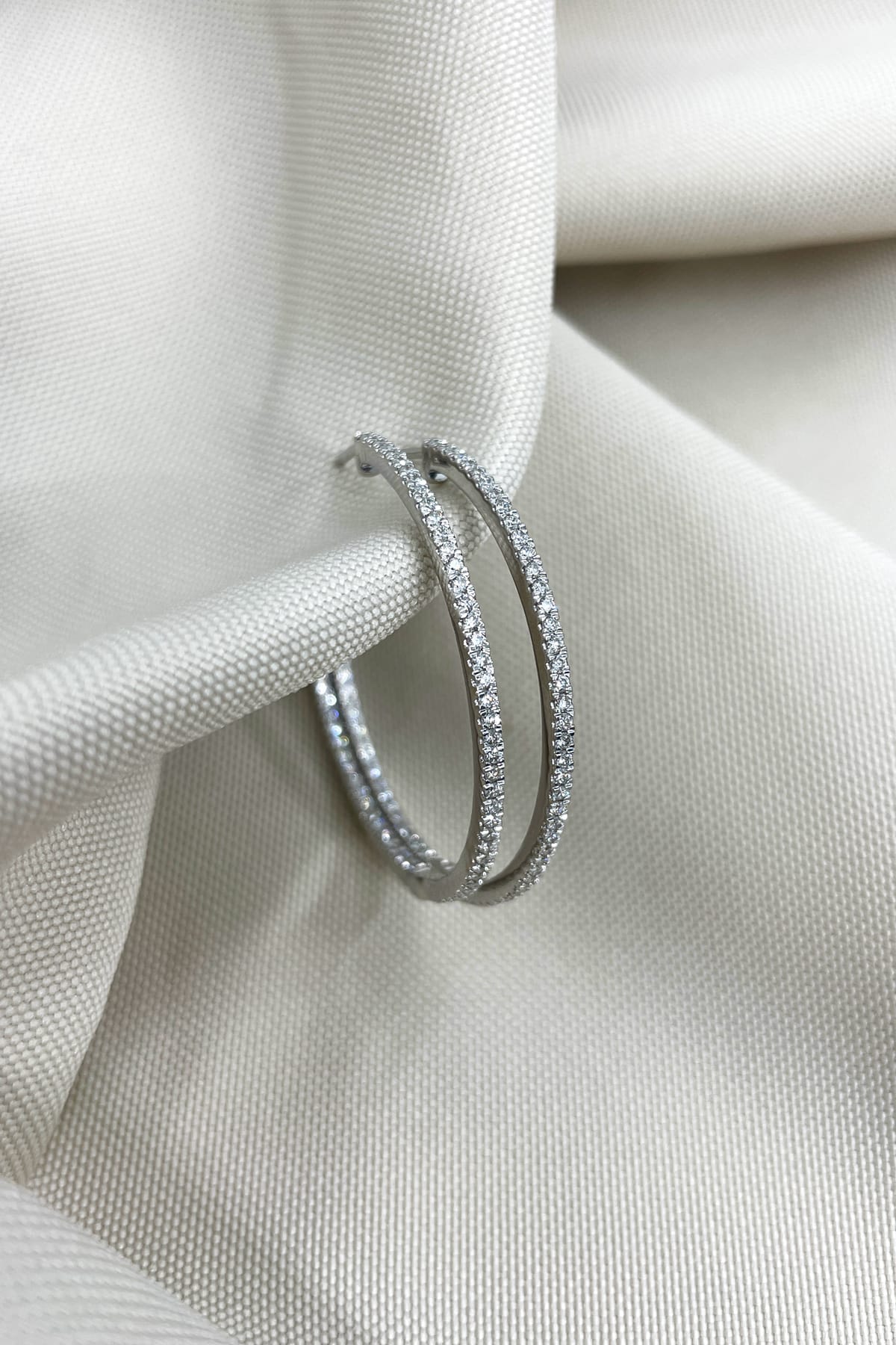 1.30ct Diamond Set Hoop Earrings set in 9ct White Gold available at LeGassick Diamonds and Jewellery Gold Coast, Australia.