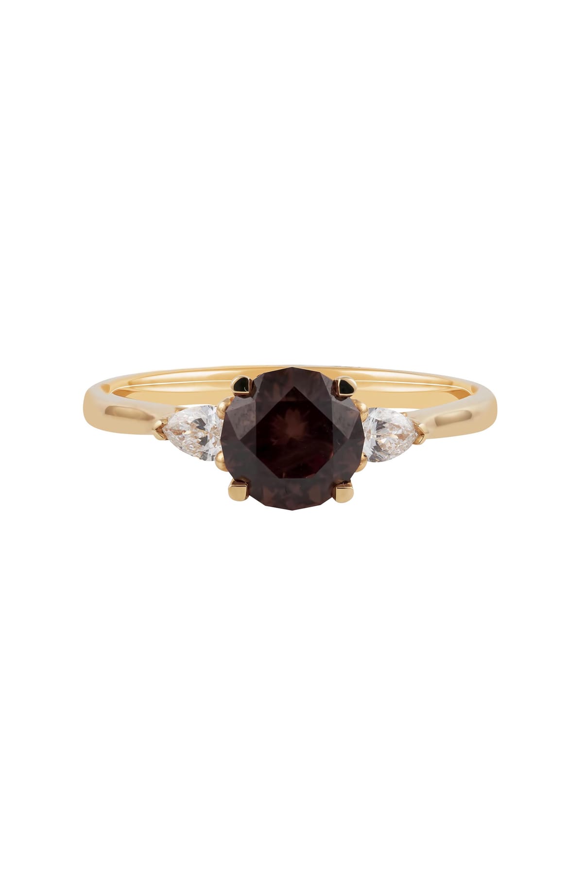 1.30ct Round Colour Changing Garnet and Diamond Ring set in 18ct Yellow Gold available at LeGassick Diamonds and Jewellery Gold Coast, Australia.