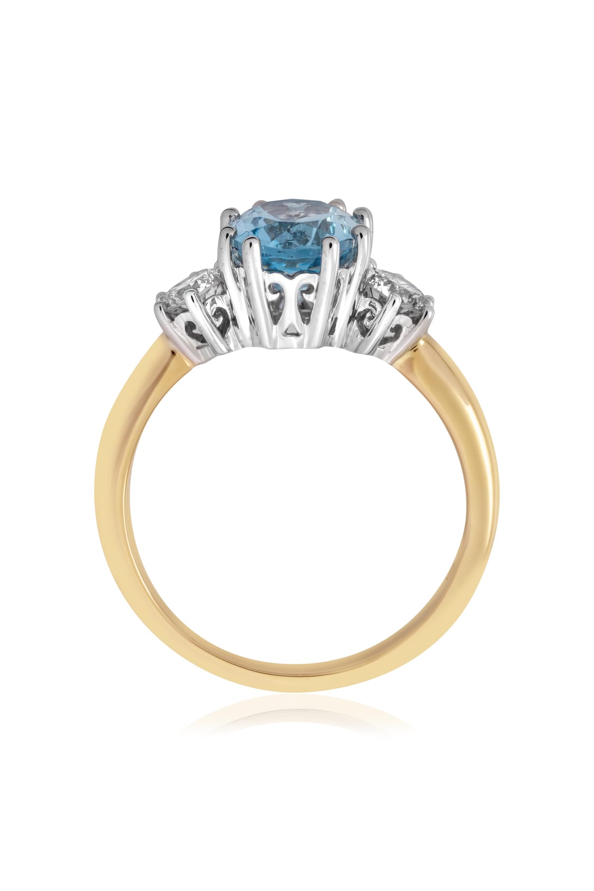 1.47ct Oval Aquamarine And Diamond 3-Stone Ring from LeGassick.