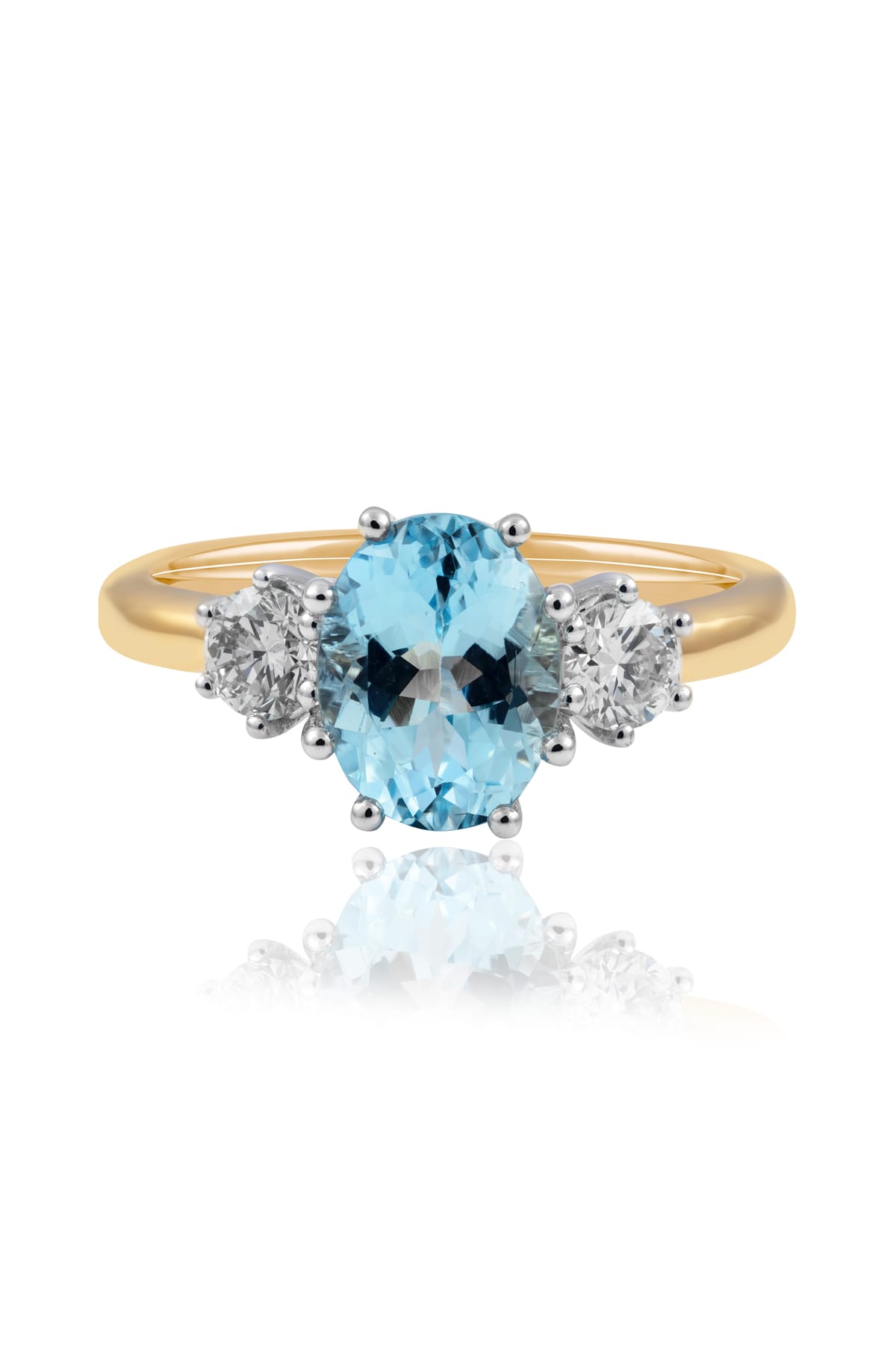 1.47ct Oval Aquamarine And Diamond 3-Stone Ring from LeGassick.