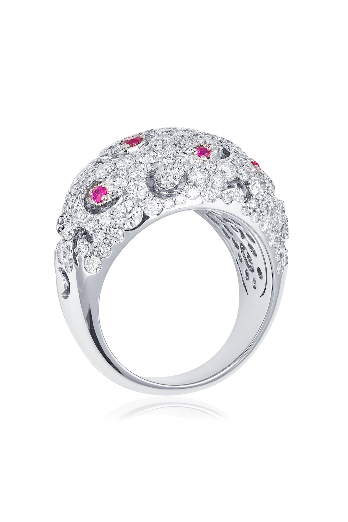18 Carat Gold 2.95ct Diamond & Ruby Cocktail Ring from LeGassick.