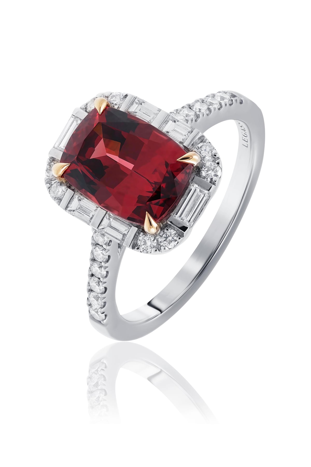 Malaya Garnet & Diamond Set Ring In 18K White & Rose Gold from LeGassick Fine Jewellery.