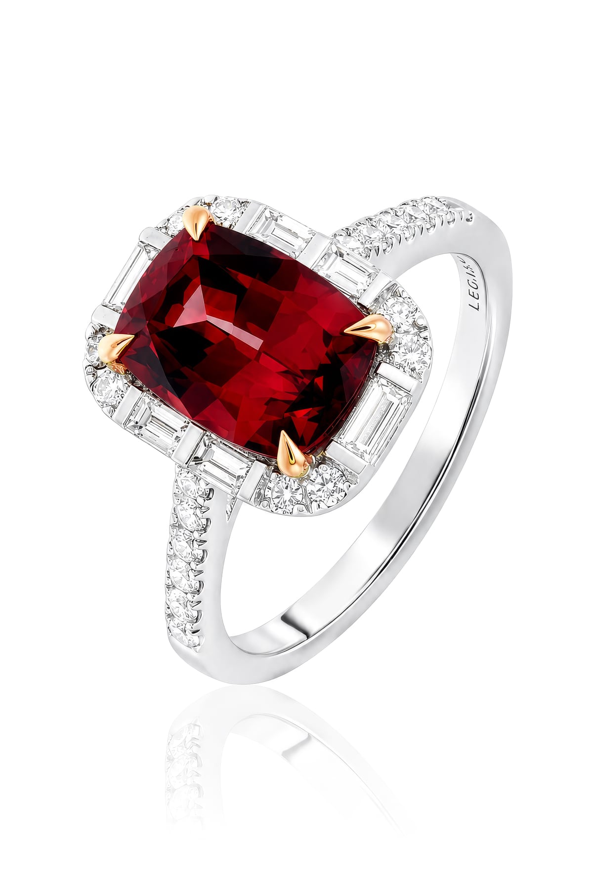 Malaya Garnet & Diamond Set Ring In 18K White & Rose Gold from LeGassick Fine Jewellery.