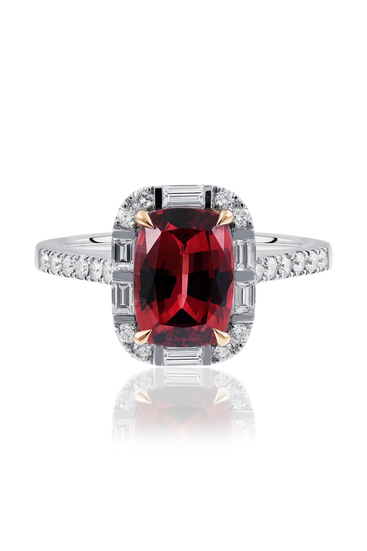 Malaya Garnet & Diamond Set Ring In 18K White & Rose Gold from LeGassick Fine Jewellery.