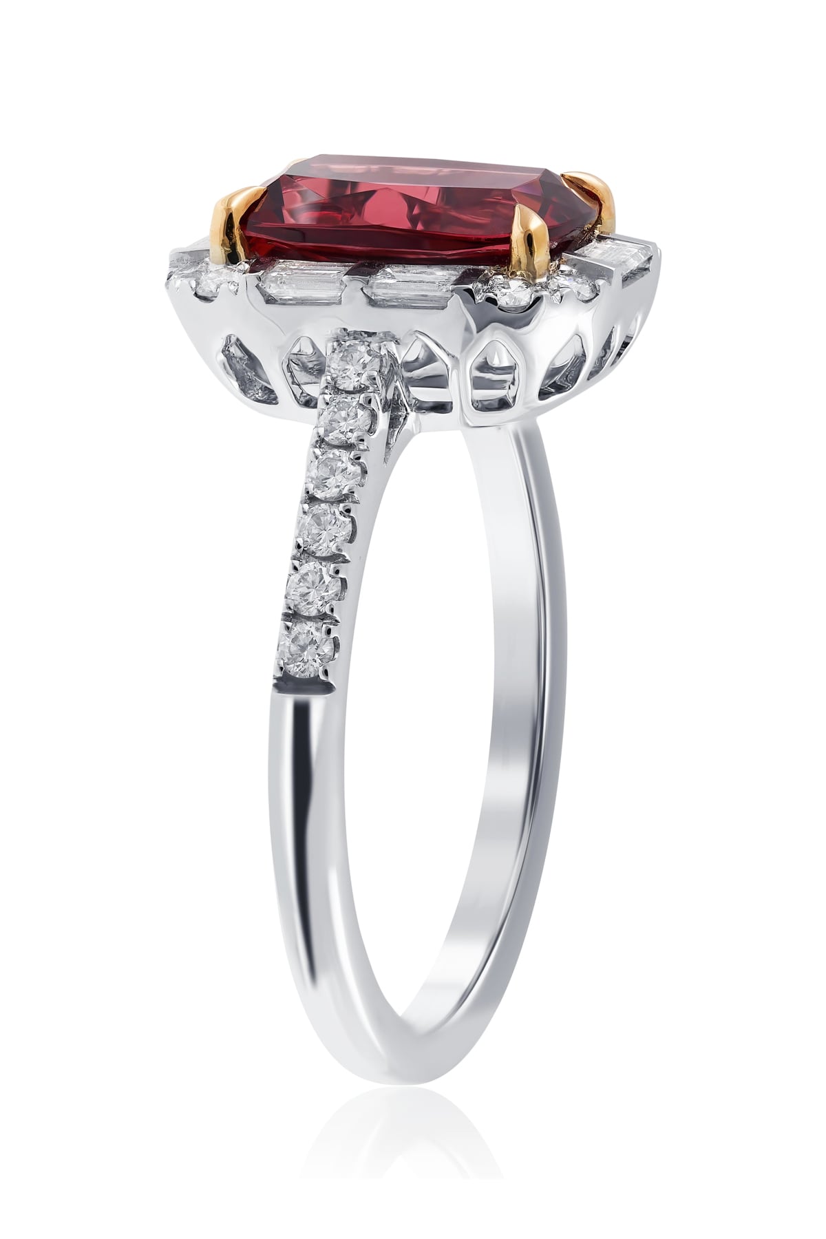 Malaya Garnet & Diamond Set Ring In 18K White & Rose Gold from LeGassick Fine Jewellery.