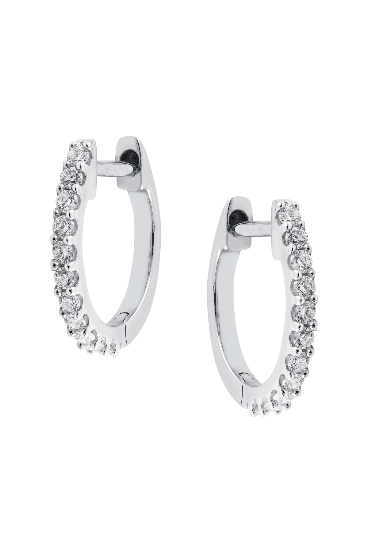 Diamond Set Small Huggie Earrings In White Gold from LeGassick Jewellery, Gold Coast, Australia.