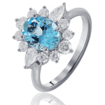 Aquamarine & Diamond Set Ring In 18ct White Gold from LeGassick Fine Jewellery.