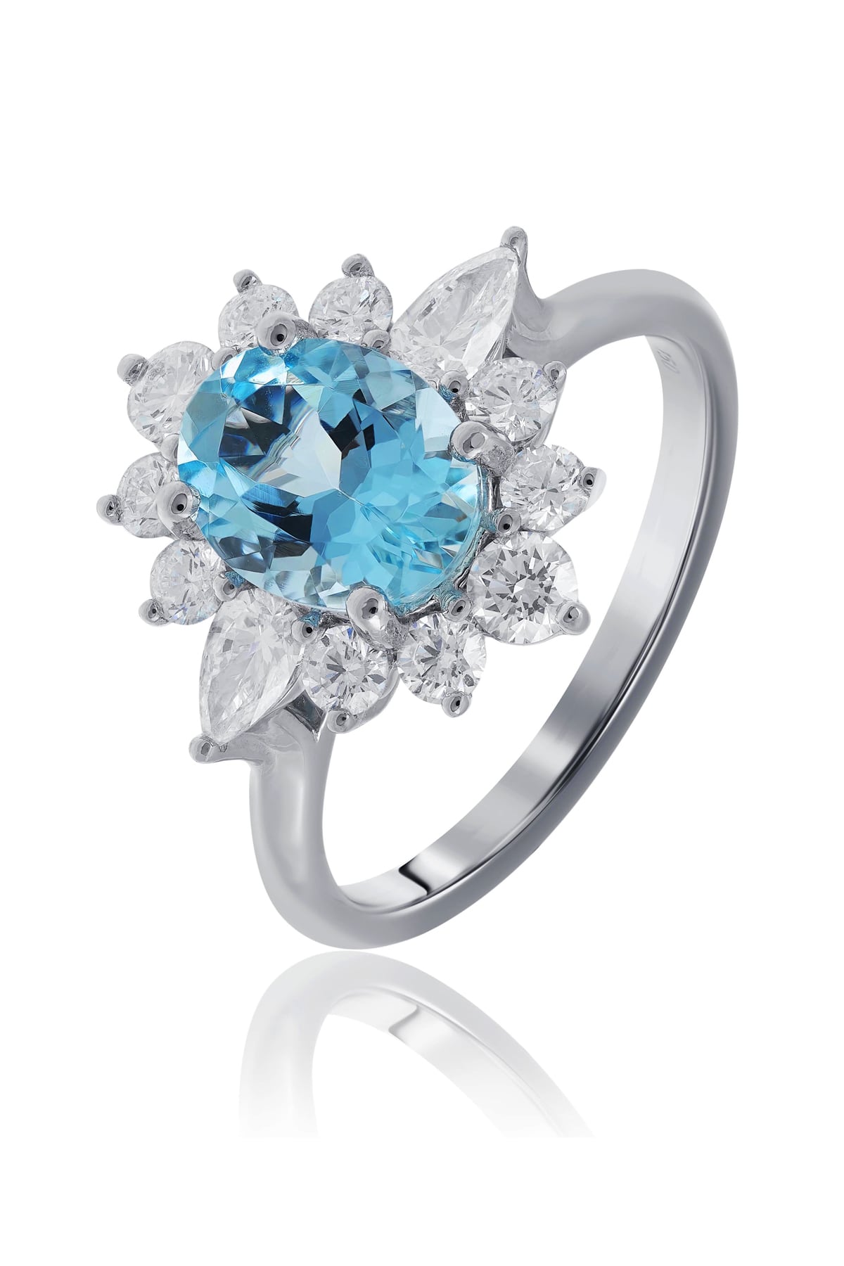 Aquamarine & Diamond Set Ring In 18ct White Gold from LeGassick Fine Jewellery.