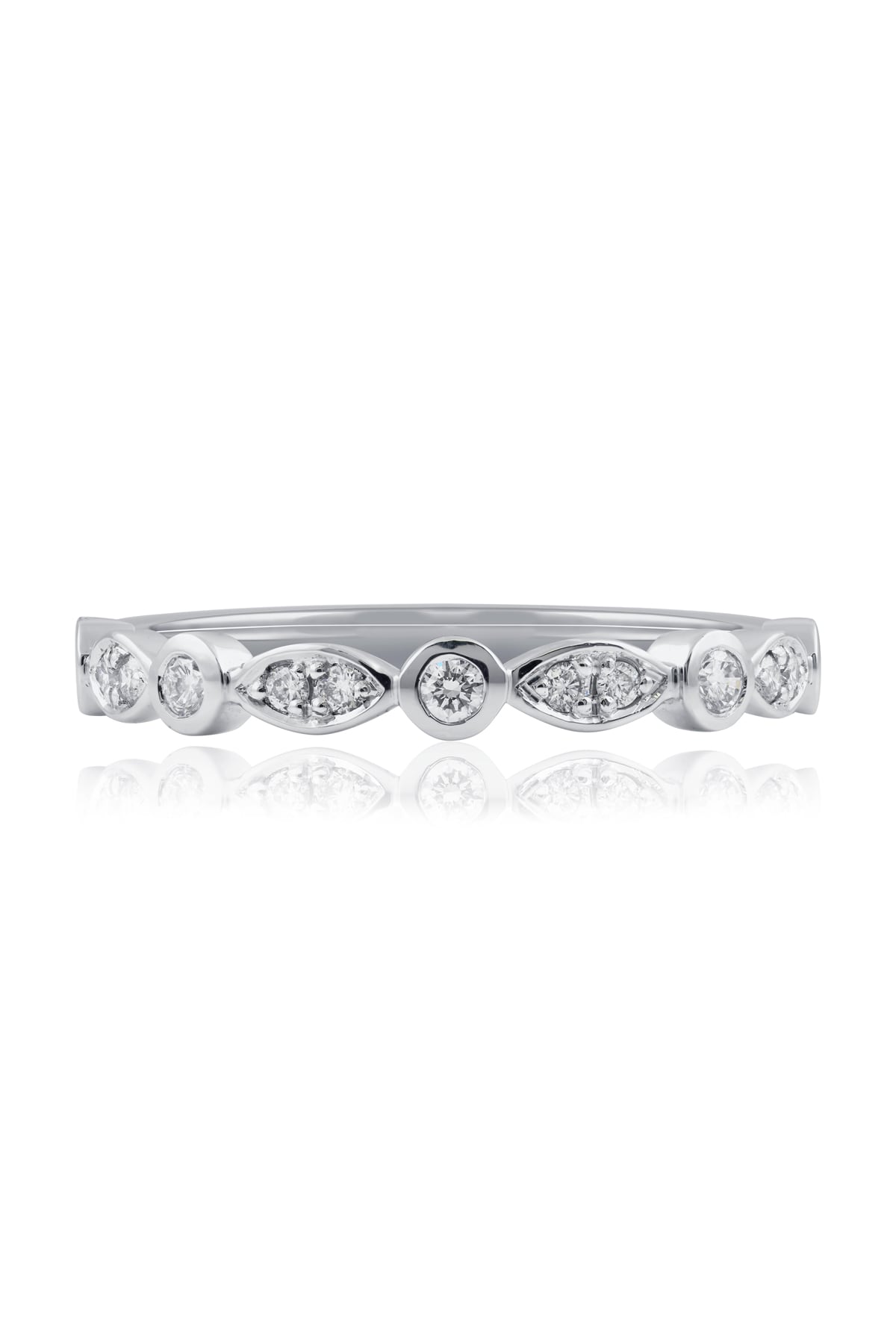 18 Carat White Gold Scalloped Diamond Band from LeGassick Jewellery, Gold Coast, Australia.