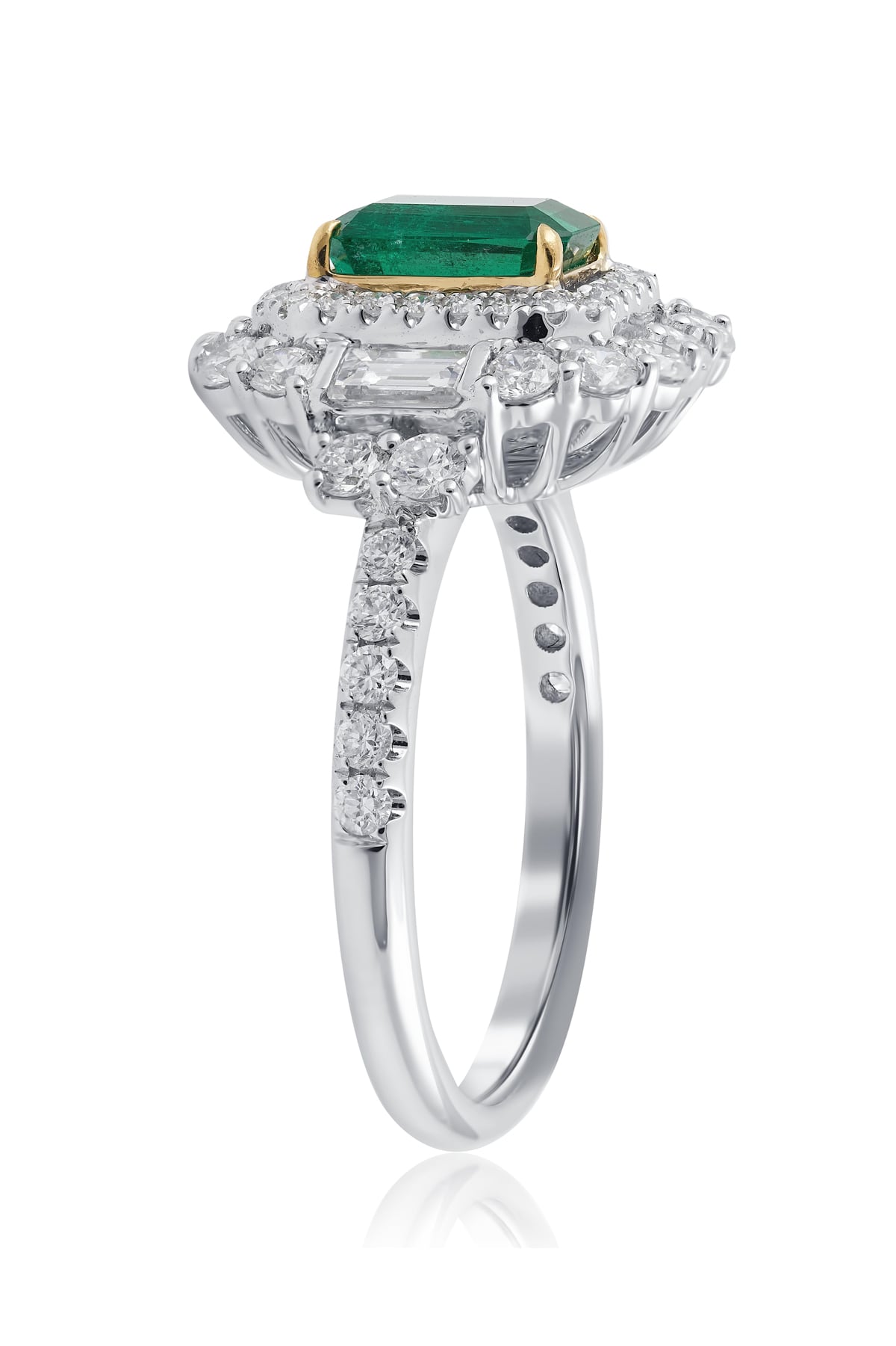 White and Yellow Gold 0.93ct Emerald with Diamond Set Ring from LeGassick Jewellery, Gold Coast, Australia.