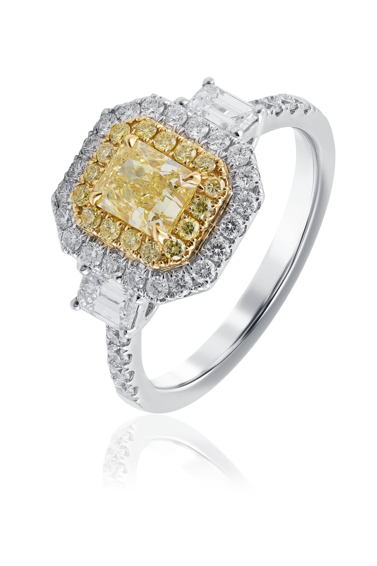 White and Yellow Gold Radiant Yellow Diamond Ring from LeGassick Jewellery, Gold Coast, Australia.