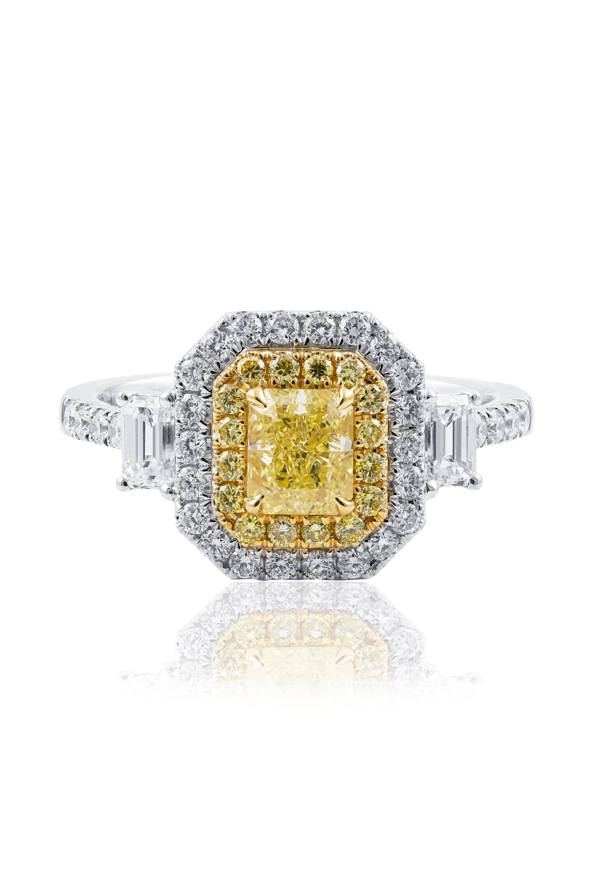 White and Yellow Gold Radiant Yellow Diamond Ring from LeGassick Jewellery, Gold Coast, Australia.