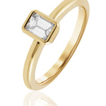 Yellow Gold 0.50 Carat Emerald Cut EVS1 Rubover Set Diamond Ring from LeGassick Jewellery, Gold Coast, Australia.