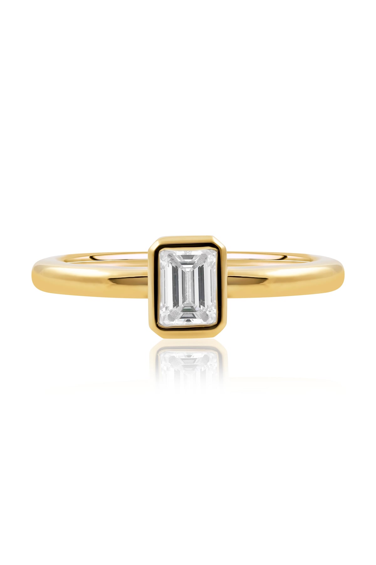 Yellow Gold 0.50 Carat Emerald Cut EVS1 Rubover Set Diamond Ring from LeGassick Jewellery, Gold Coast, Australia.