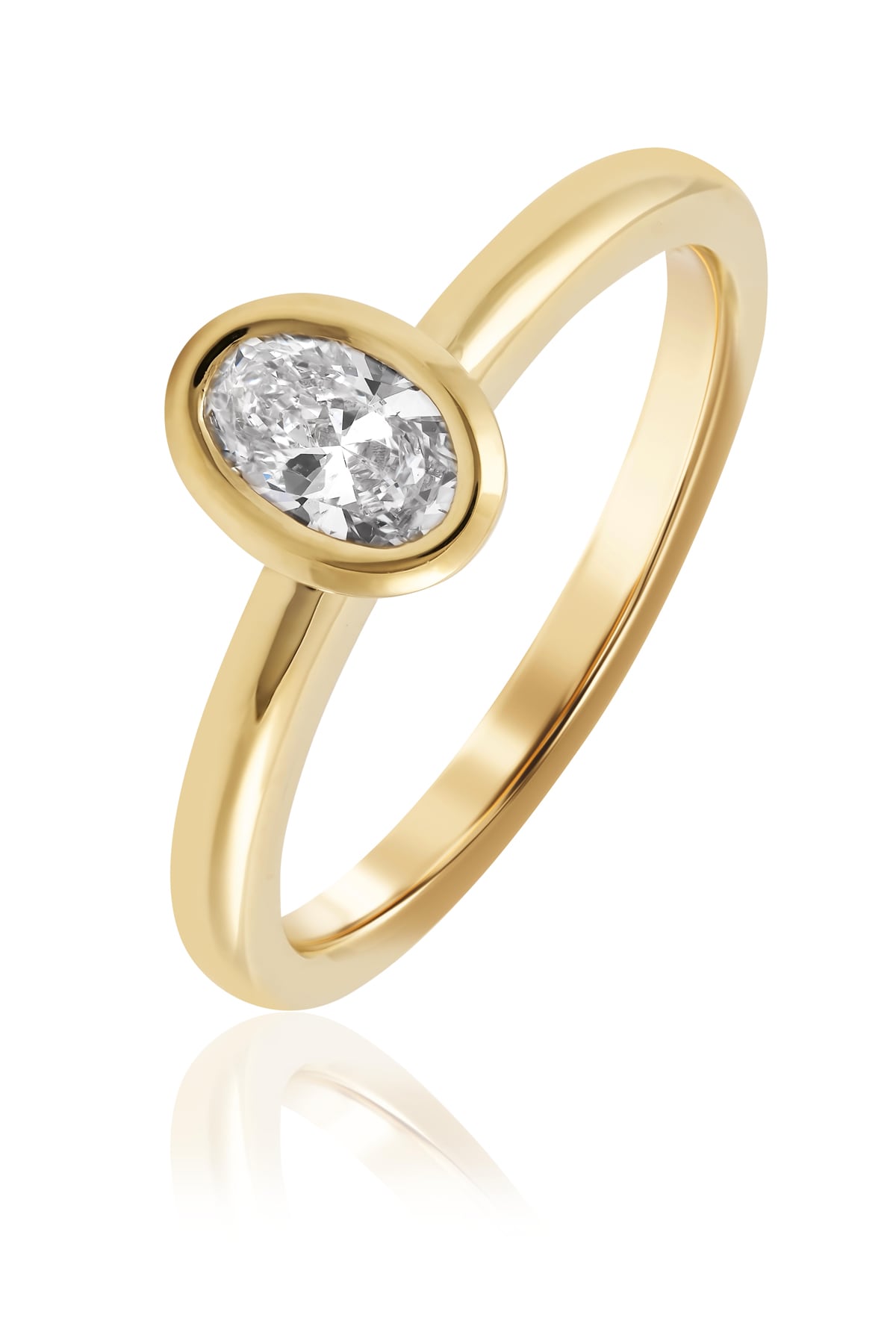 Yellow Gold 0.50ct Oval Cut FSI1 Rubover Set Diamond Ring from LeGassick Jewellery, Gold Coast, Australia.