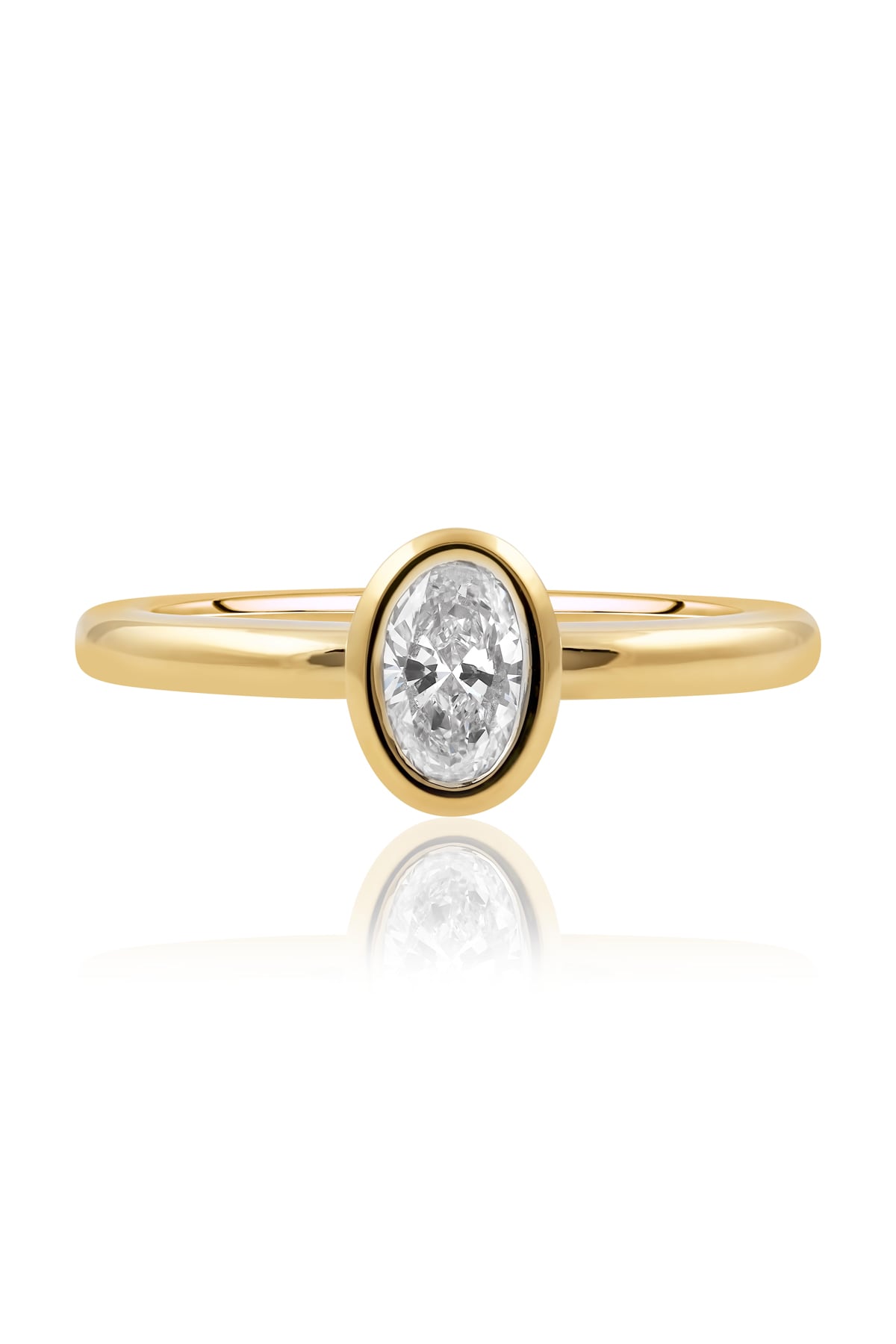 Yellow Gold 0.50ct Oval Cut FSI1 Rubover Set Diamond Ring from LeGassick Jewellery, Gold Coast, Australia.