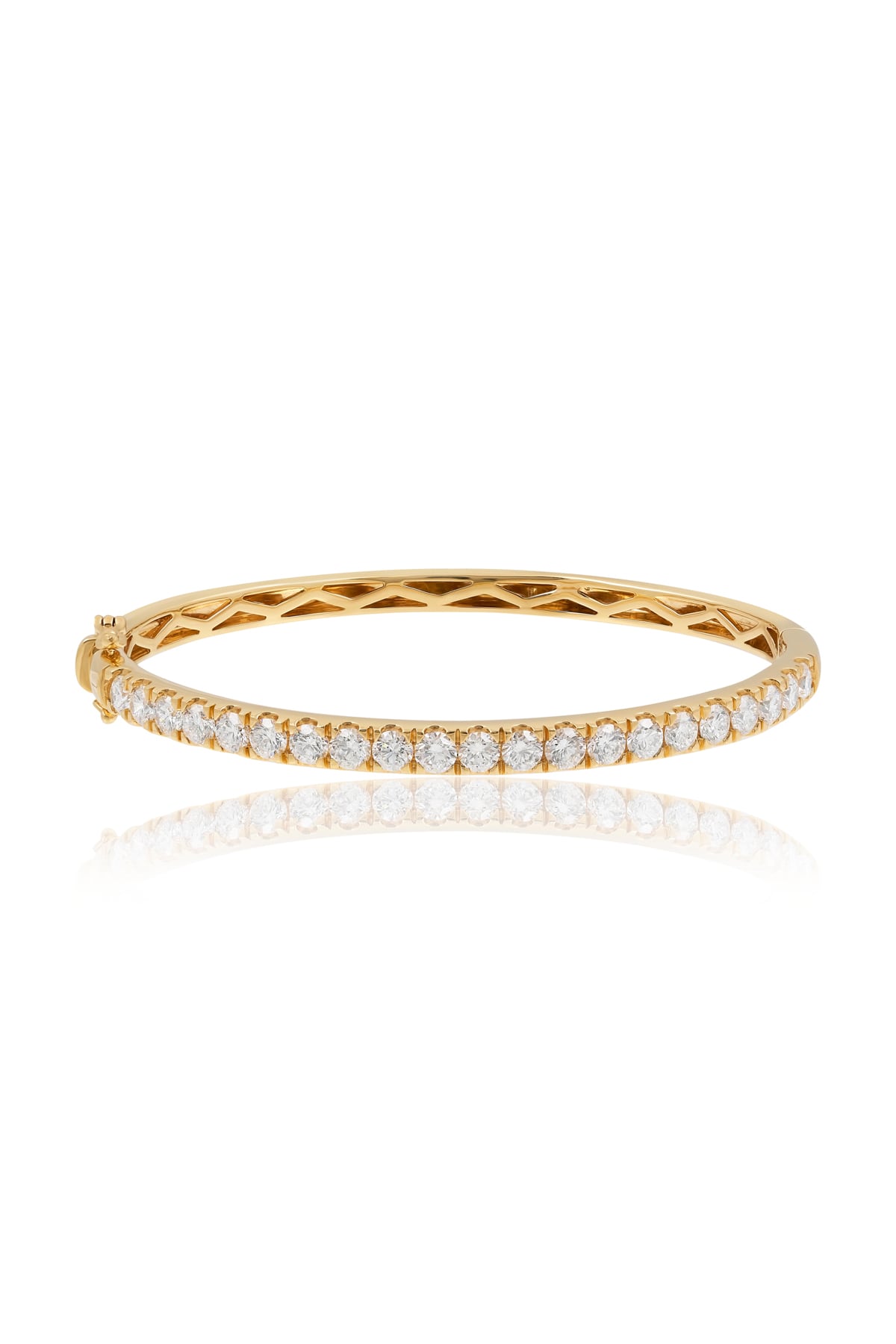 Claw Set 4 Carat Diamond Bangle In 18ct Yellow Gold available from LeGassick Fine Jewellery, Gold Coast, Australia. Showrooms at Pacific Fair and Runaway Bay Centre.