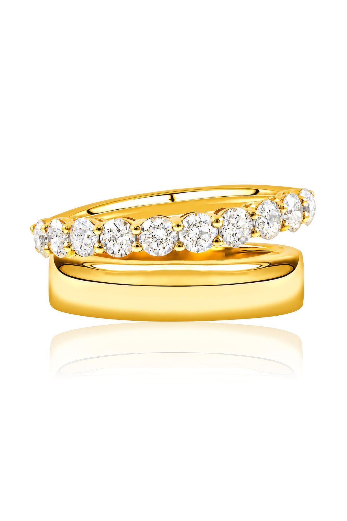Diamond Set Split Ring In 18 Carat Yellow Gold available from LeGassick Fine Jewellery, Gold Coast, Australia. Showrooms at Pacific Fair and Runaway Bay Centre.