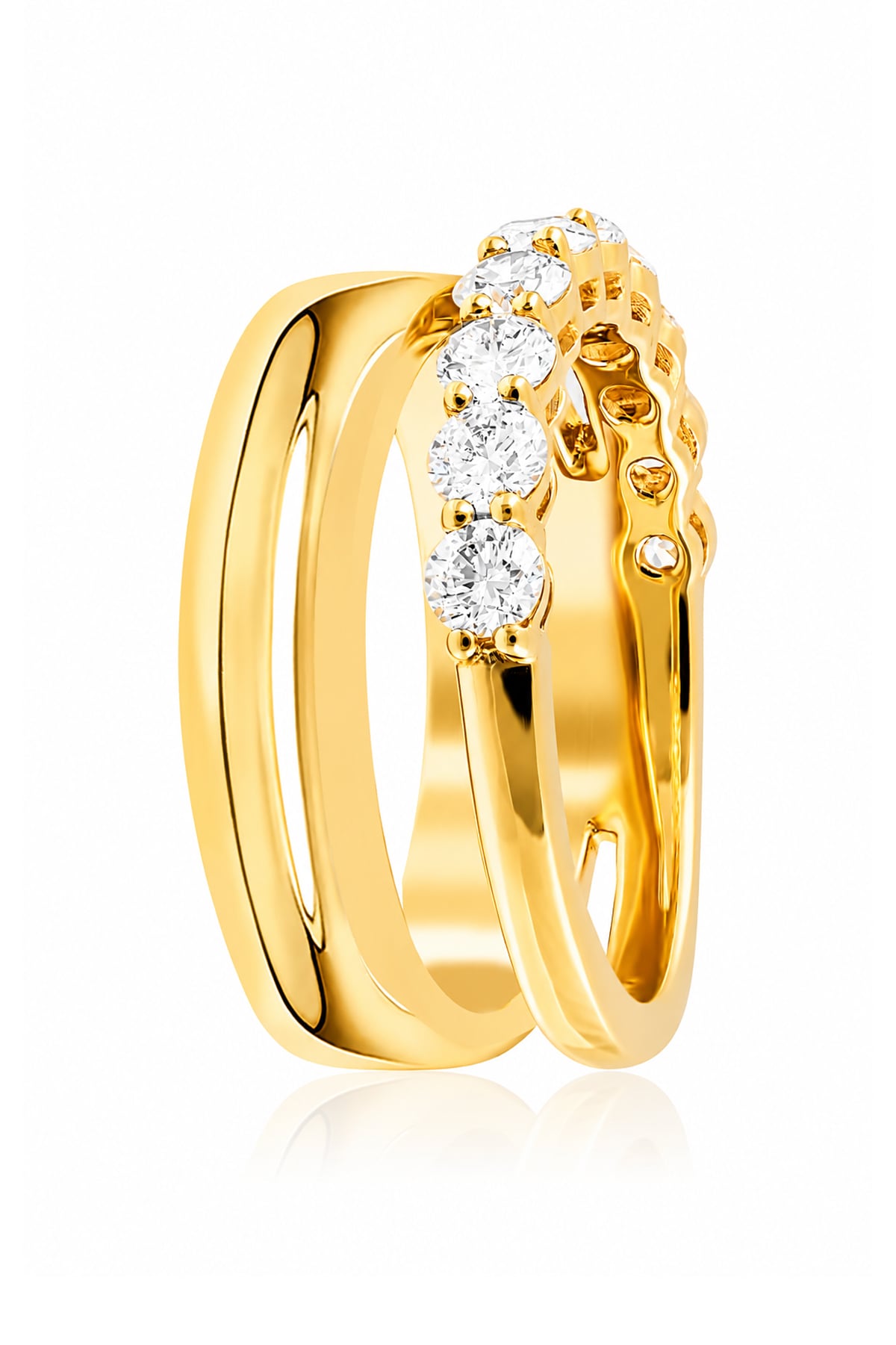 Diamond Set Split Ring In 18 Carat Yellow Gold available from LeGassick Fine Jewellery, Gold Coast, Australia. Showrooms at Pacific Fair and Runaway Bay Centre.