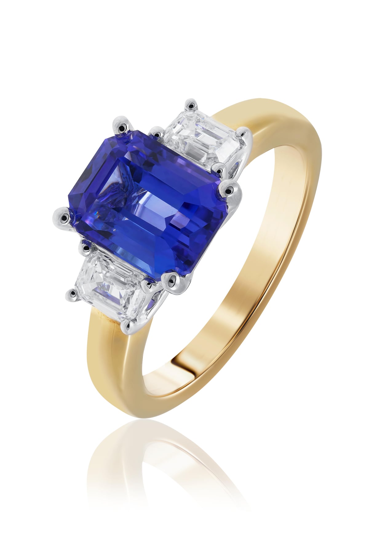 Tanzanite & Diamond Set Ring In 18 Carat Yellow Gold & White Gold from LeGassick Fine Jewellery.