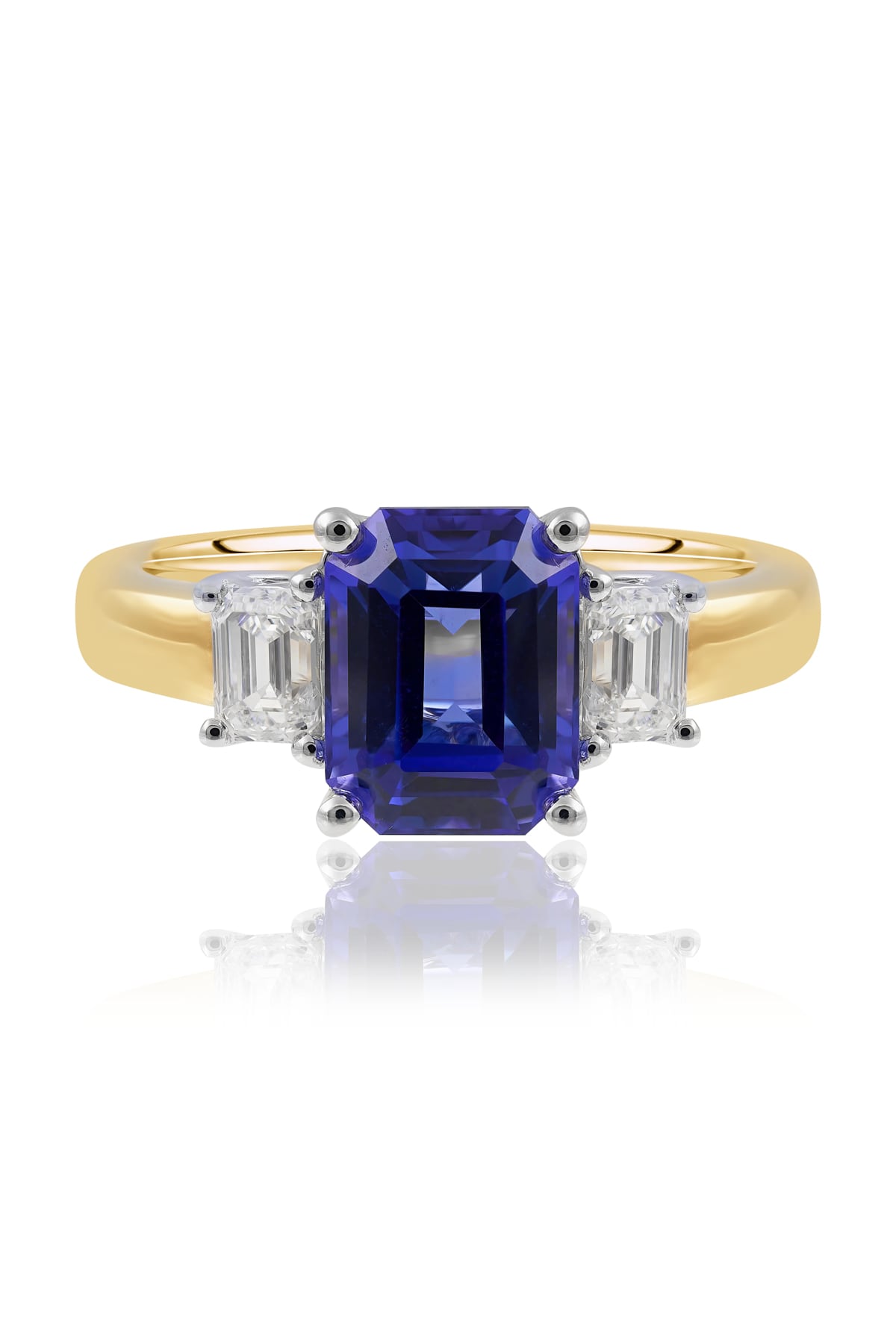 Tanzanite & Diamond Set Ring In 18 Carat Yellow Gold & White Gold from LeGassick Fine Jewellery.