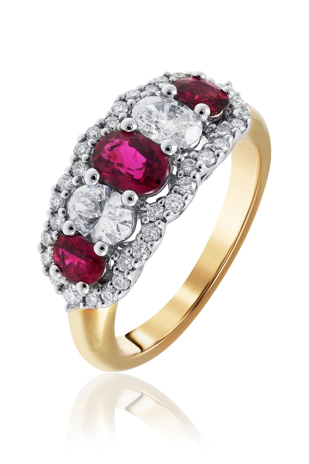 Ruby and Diamond Set Dress Ring In 18 Carat Yellow & White Gold from LeGassick Fine Jewellery.