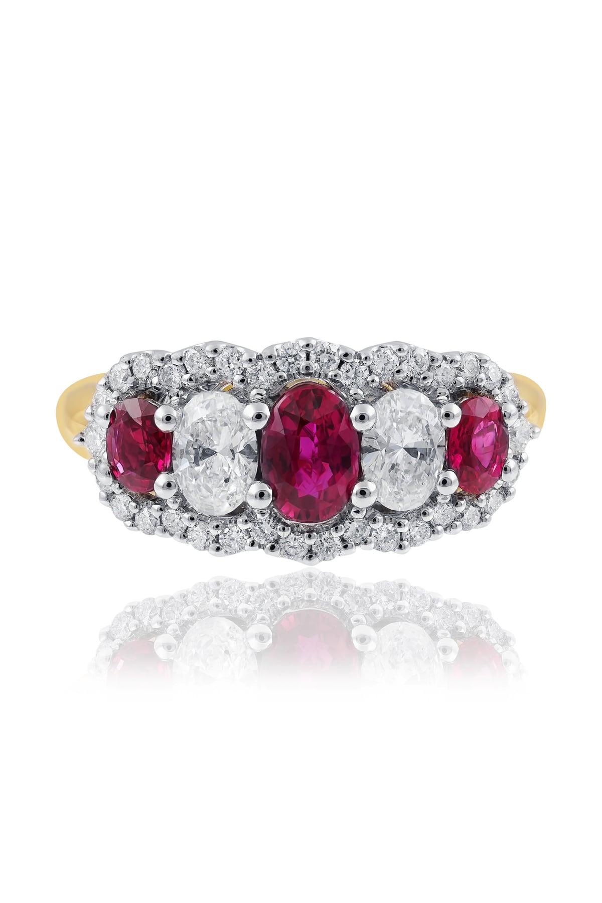 Ruby and Diamond Set Dress Ring In 18 Carat Yellow & White Gold from LeGassick Fine Jewellery.