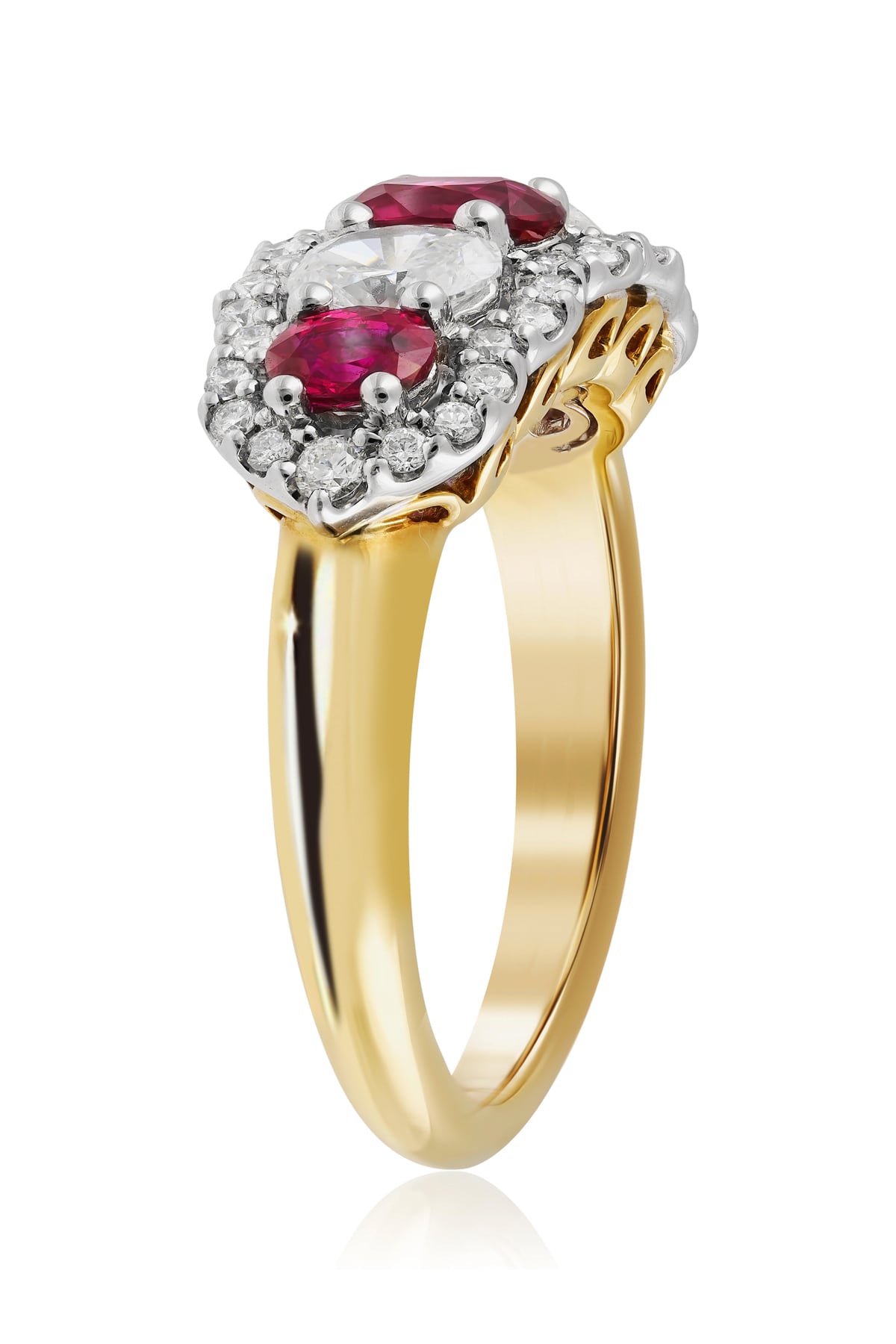 Ruby and Diamond Set Dress Ring In 18 Carat Yellow & White Gold from LeGassick Fine Jewellery.