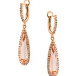 Rose Gold Drop Morganite Huggie Style Earrings from LeGassick Fine Jewellery, Gold Coast, Australia.