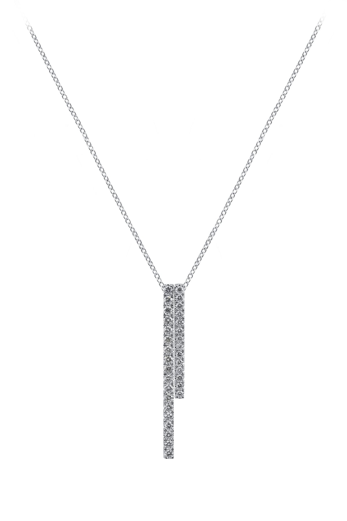 White Gold Double Diamond Drop Pendant with Chain from LeGassick Fine Jewellery, Gold Coast, Australia.