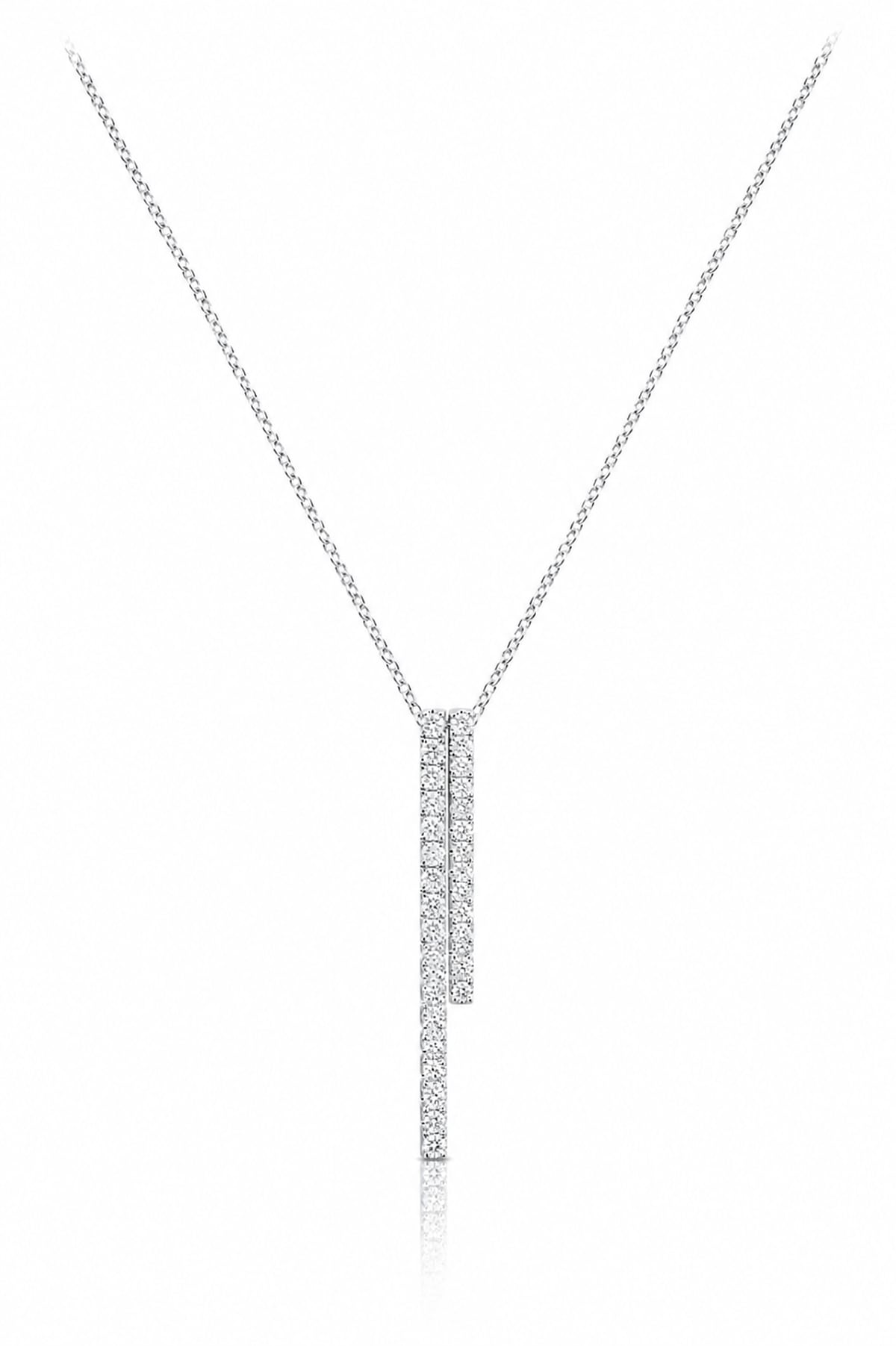 White Gold Double Diamond Drop Pendant with Chain from LeGassick Fine Jewellery, Gold Coast, Australia.