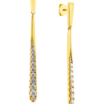 18 Carat Yellow Gold Long Drop Diamond Stud Earrings from LeGassick Fine Jewellery, Gold Coast, Australia.