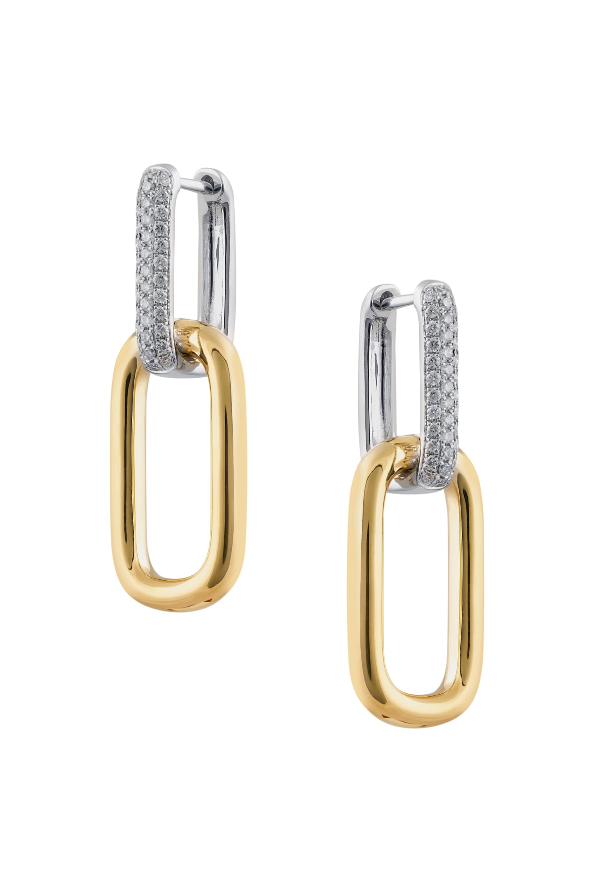 Yellow & White Gold Diamond Pave Drop Huggie Style Earrings from LeGassick Fine Jewellery, Gold Coast, Australia.