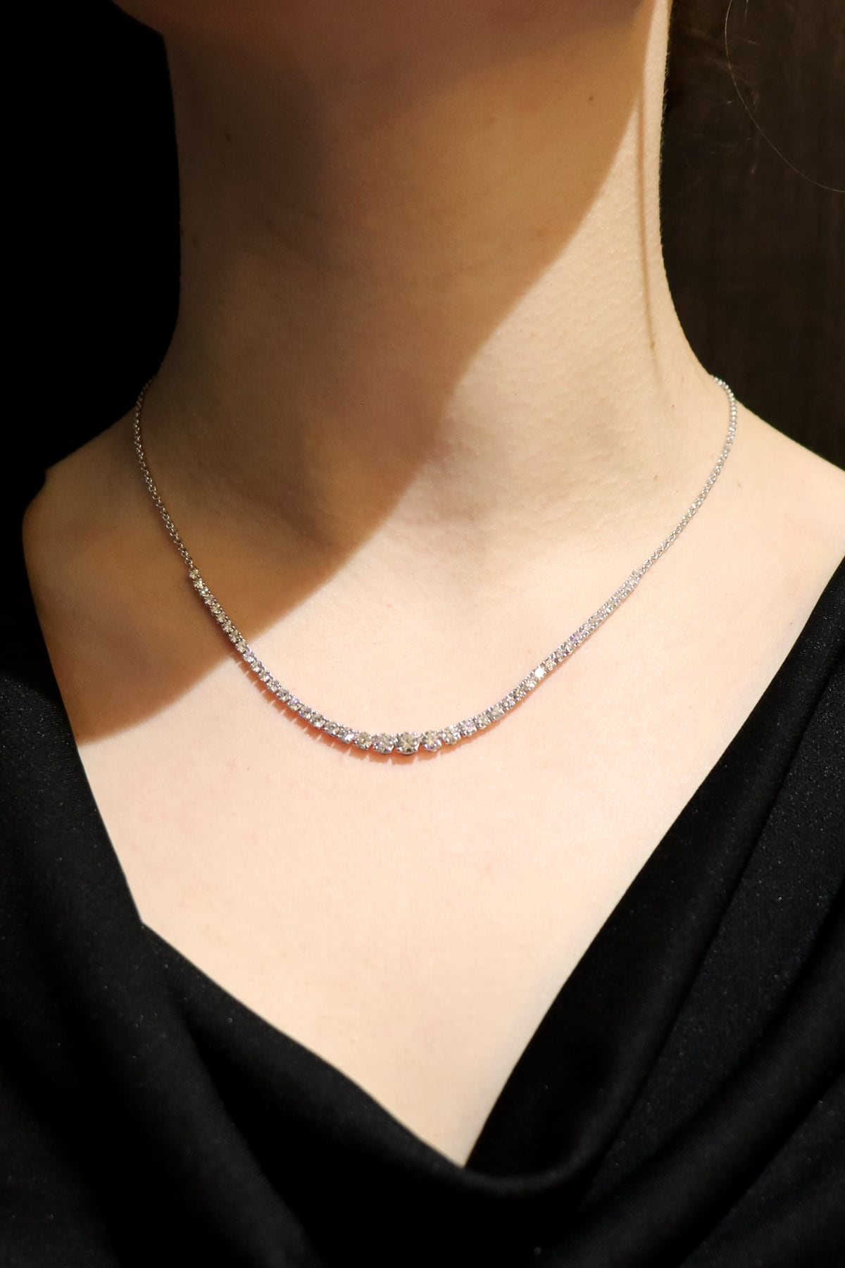 2.42 Carat Diamond Tennis Necklet With Chain In 18 Carat White Gold from LeGassick Jewellery, Gold Coast, Australia.