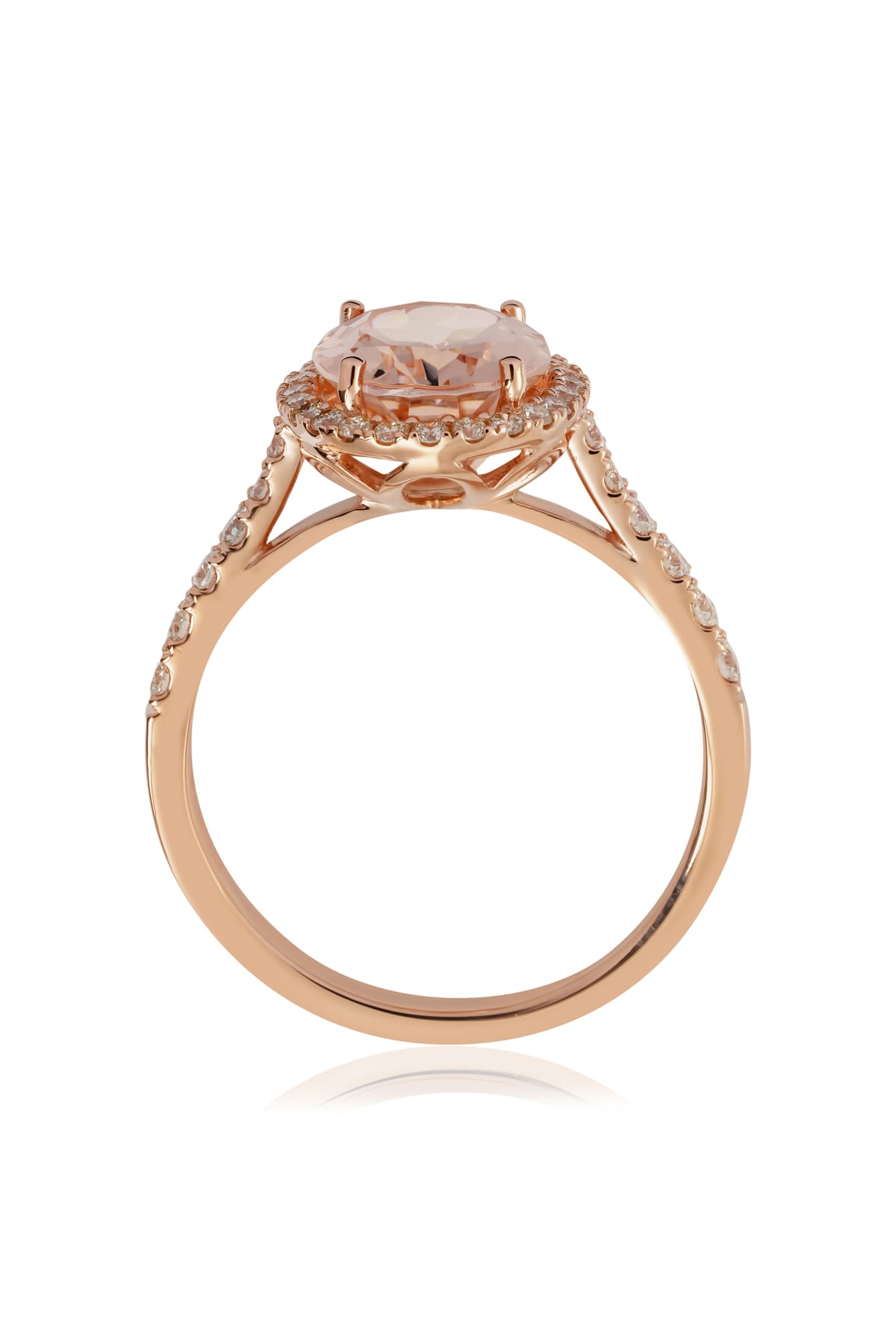 2.51ct Oval Morganite And Diamond Halo Ring from LeGassick.