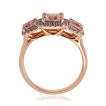 3.09ct Morganite And Diamond 3-Stone Halo Ring from LeGassick.