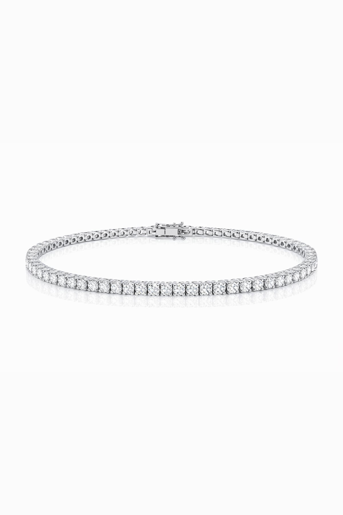 White gold tennis bracelet on a white back ground at LeGassick.