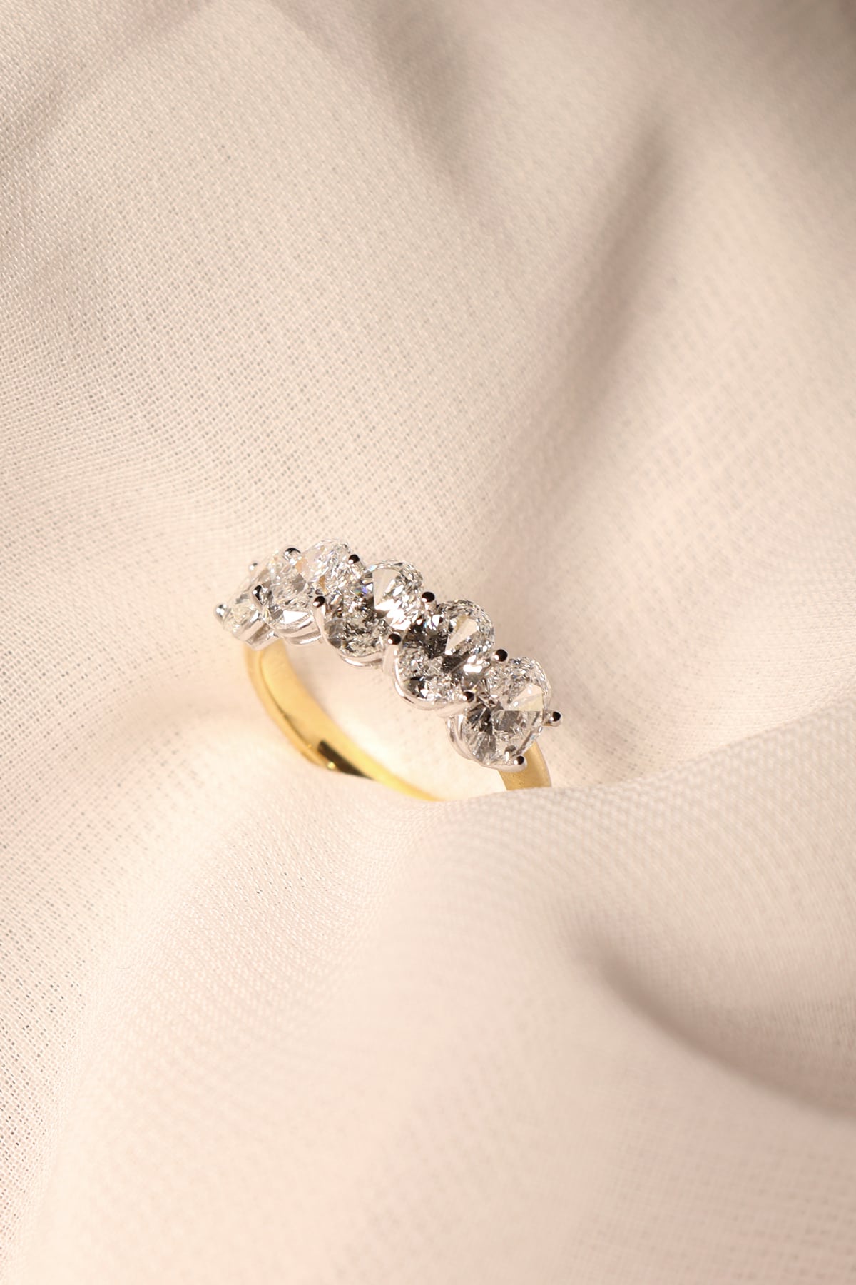 5 Stone Oval Diamond Eternity Ring in 18k Yellow & White Gold from LeGassick Jewellery Gold Coast, Australia.