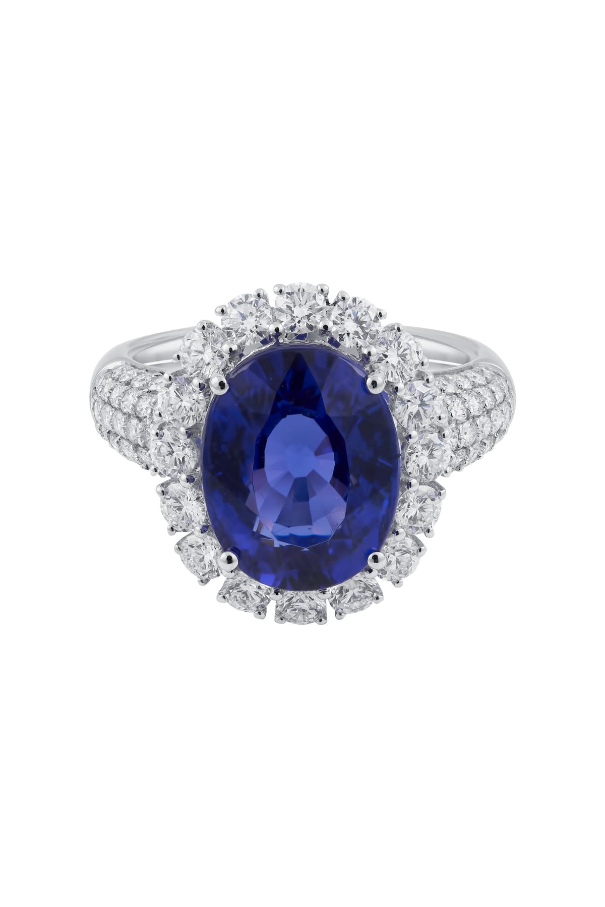 6.05ct Oval Tanzanite and Diamond Ring set in 18ct White Gold available at LeGassick Diamonds and Jewellery Gold Coast, Australia.