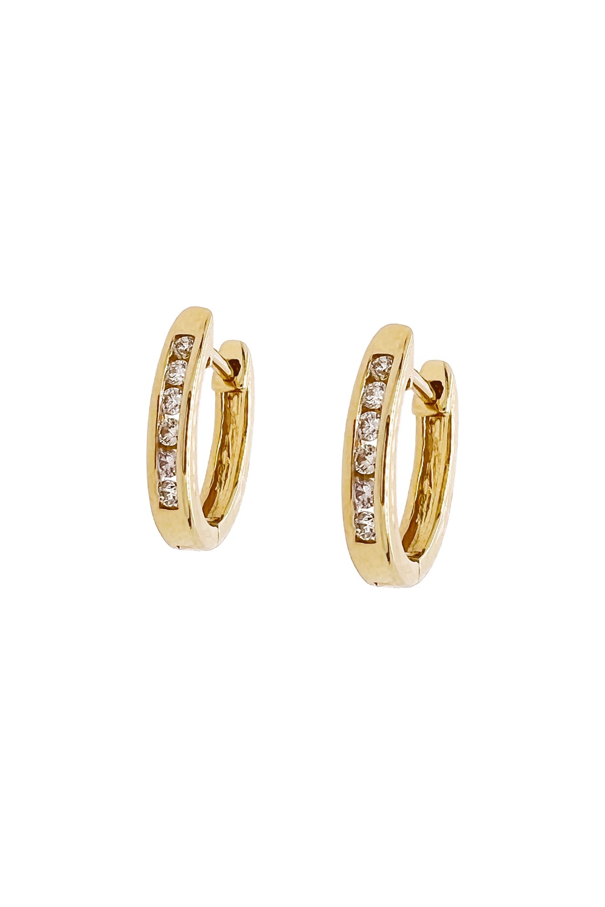 9 Carat Yellow Gold Diamond Set Oval Hoop Earrings available at LeGassick Diamonds and Jewellery Gold Coast, Australia.
